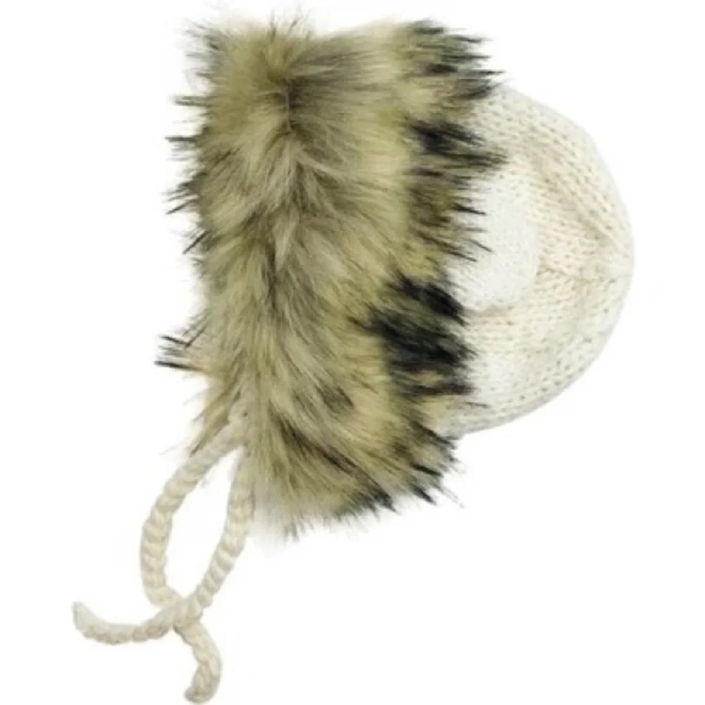 THE BLUEBERRY HILL Lennon Lion Bonnet With Faux Fur, Cream